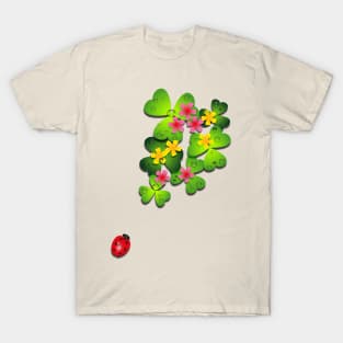 Ladybug with Oxalis  leaves T-Shirt